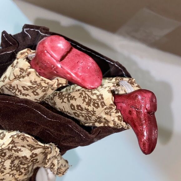 VTG,Russ Jessica Handmade Doll Ceramic Collectible with Brown Dress & Red Shoes - Picture 8 of 8